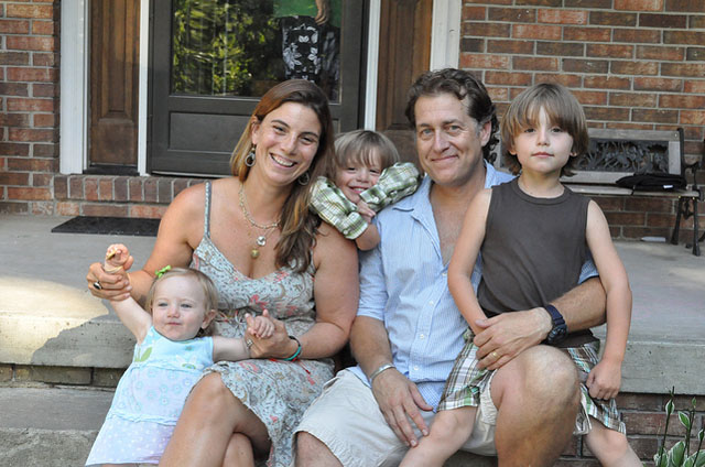 Granddaughter Sorella, daughter Adrian, grandson Marly, son-in-law Chris, and grandson Lucca
