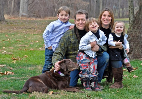 Grandson Lucca, son-in-law Chris, grandson Marly, daughter Adrian, granddaughter Sorella, with Emma in front